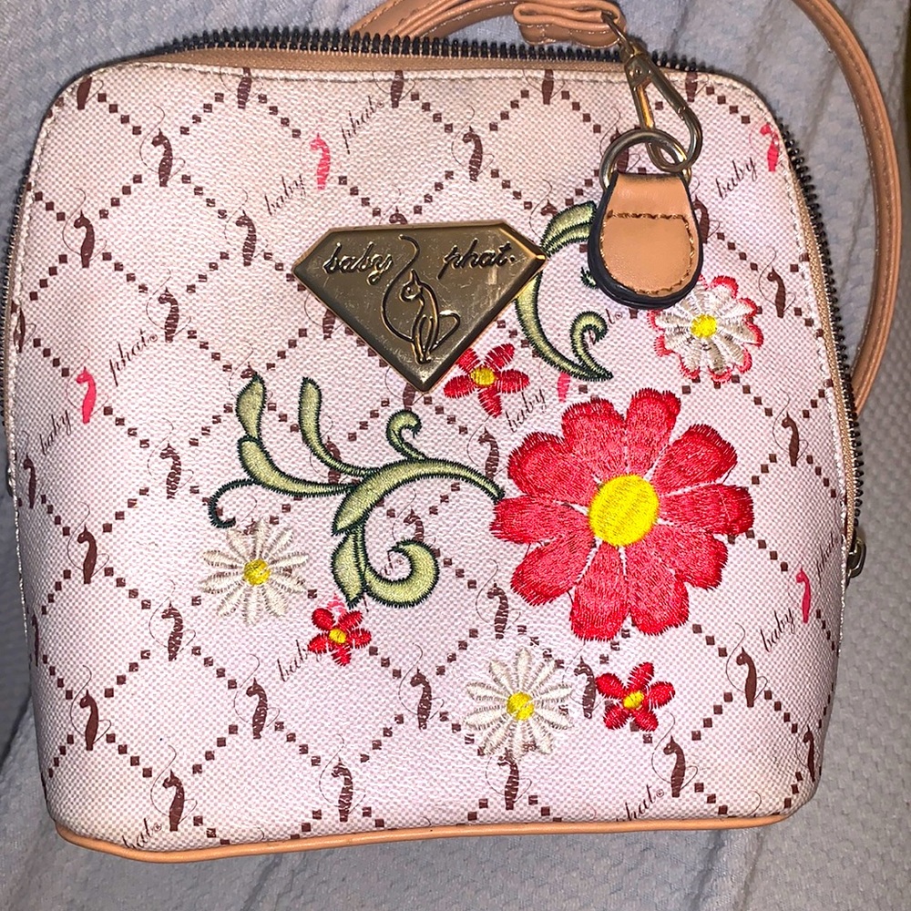 Baby phat floral embroidered small crossbody bag/ gently used
